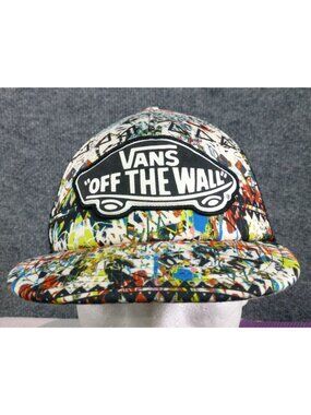 Vans "Off The Wall" Graffiti Print Snapback Trucker Hat With Mesh Back Panel Adj